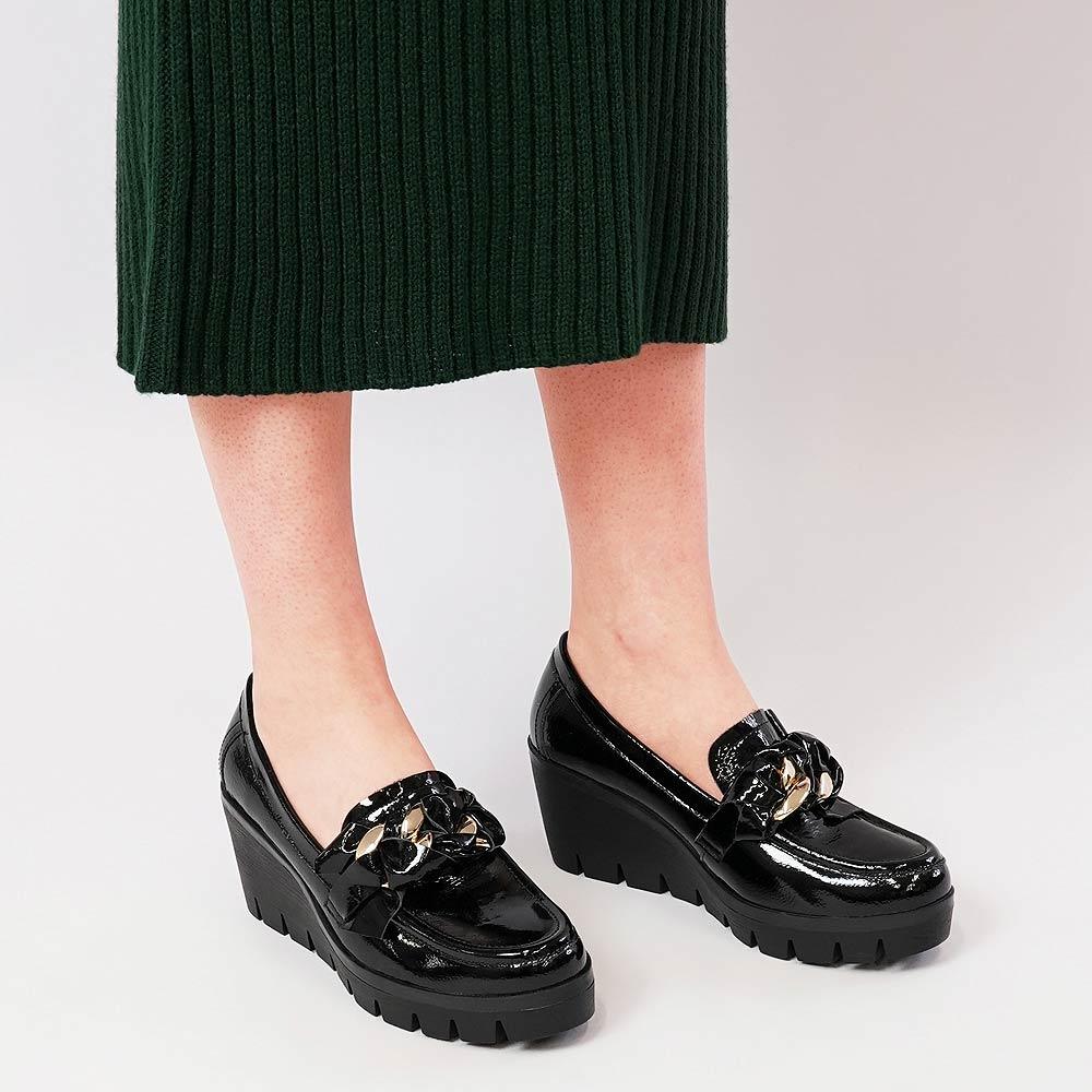Newcomb Black Patent Leather Wedges, DJANGO & JULIETTE - Shouz
