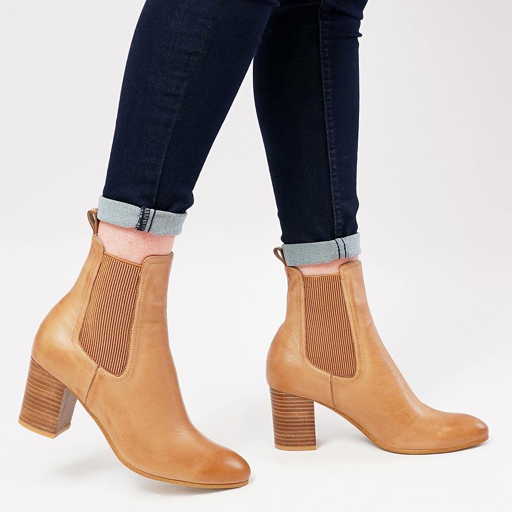 Usset Dark Tan Leather Chelsea Boots, TOP END - Shouz