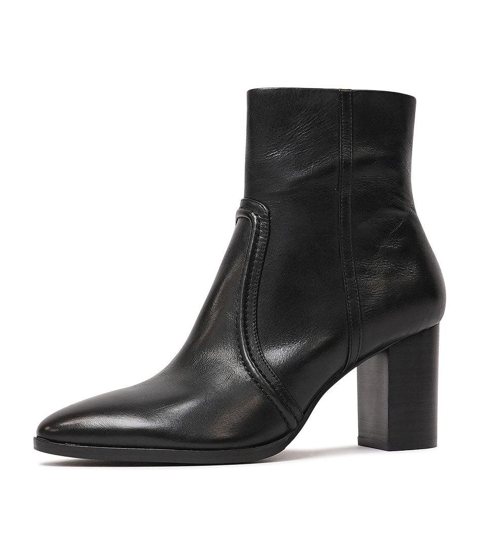 Anahi Black Leather Ankle Boots, DJANGO & JULIETTE - Shouz