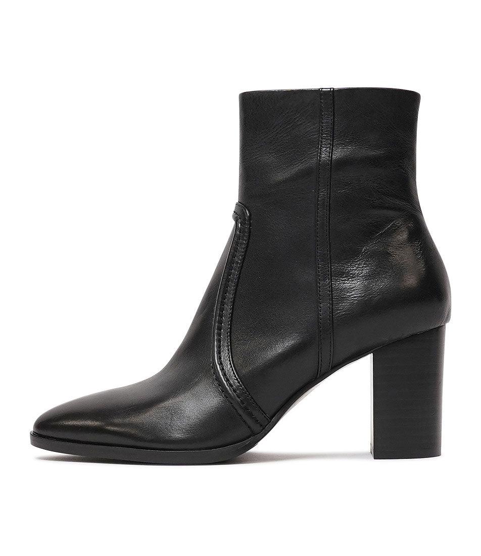 Anahi Black Leather Ankle Boots, DJANGO & JULIETTE - Shouz
