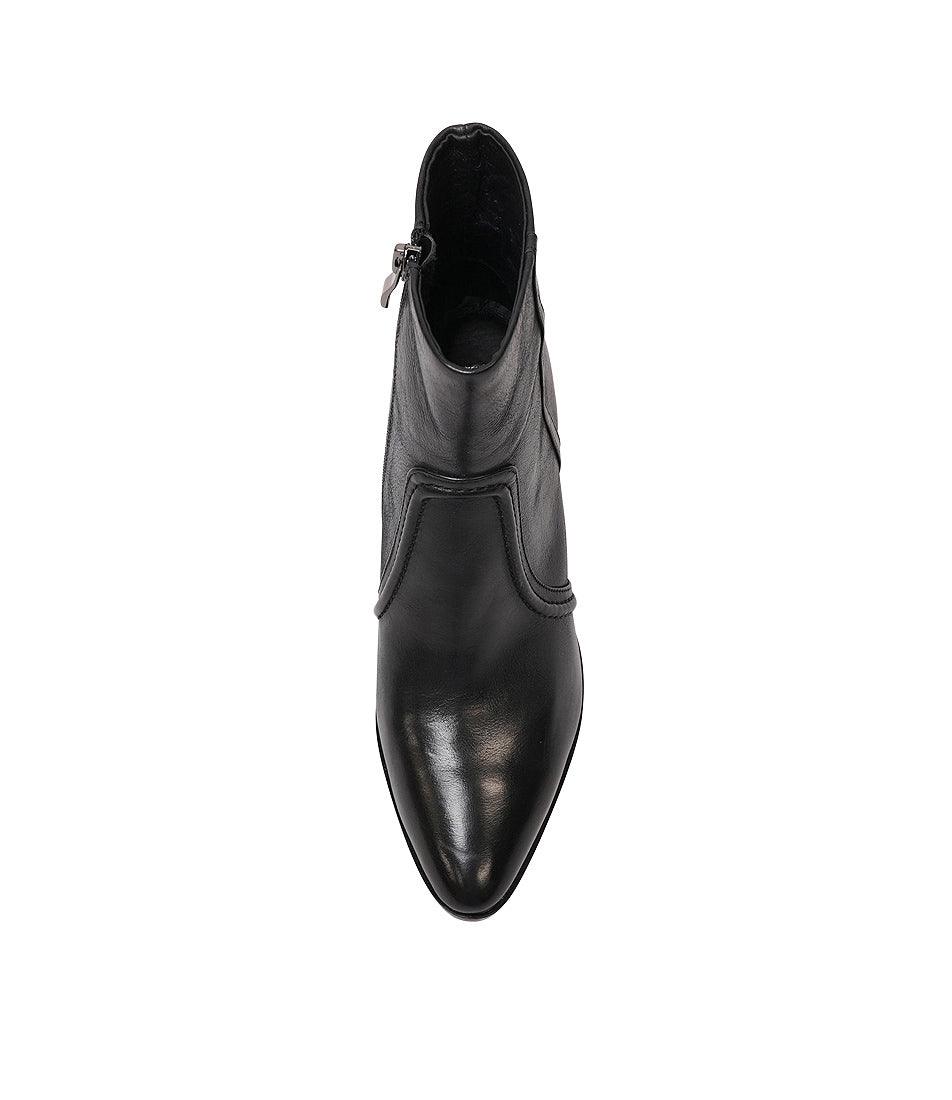Anahi Black Leather Ankle Boots, DJANGO & JULIETTE - Shouz