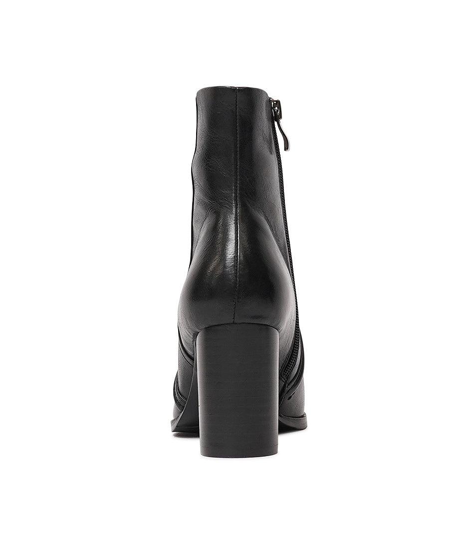 Anahi Black Leather Ankle Boots, DJANGO & JULIETTE - Shouz