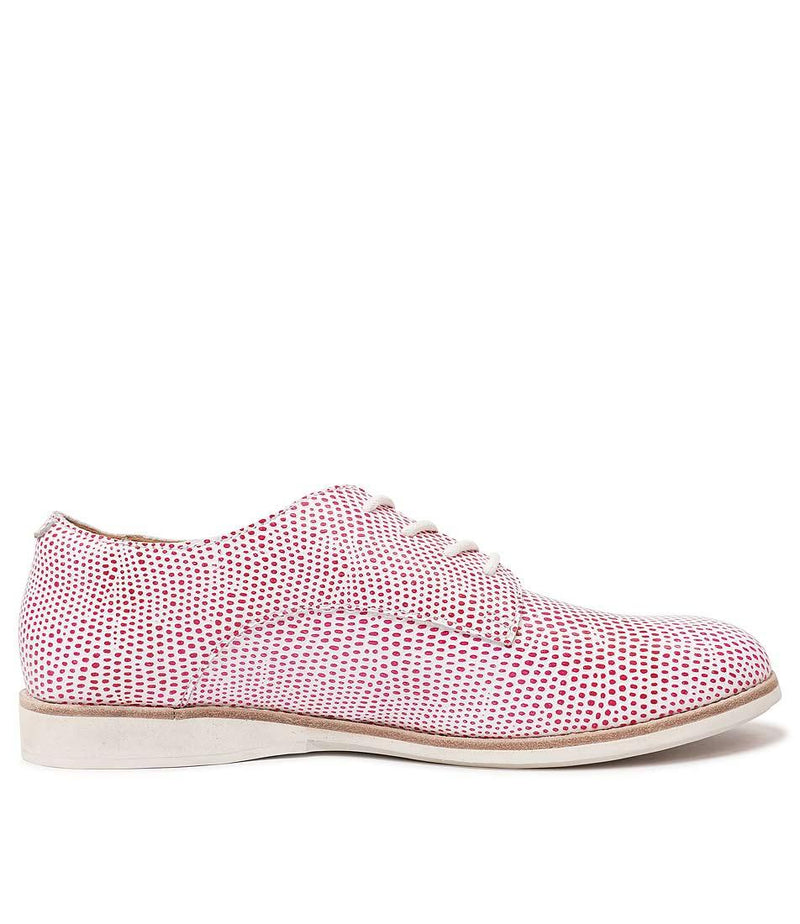 Derby Orchid/White Snake Leather Lace Up Flats - Shouz