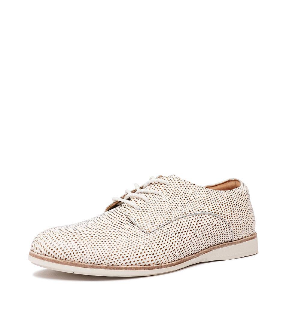 Derby Tan/White Snake Leather Lace Up Flats - Shouz