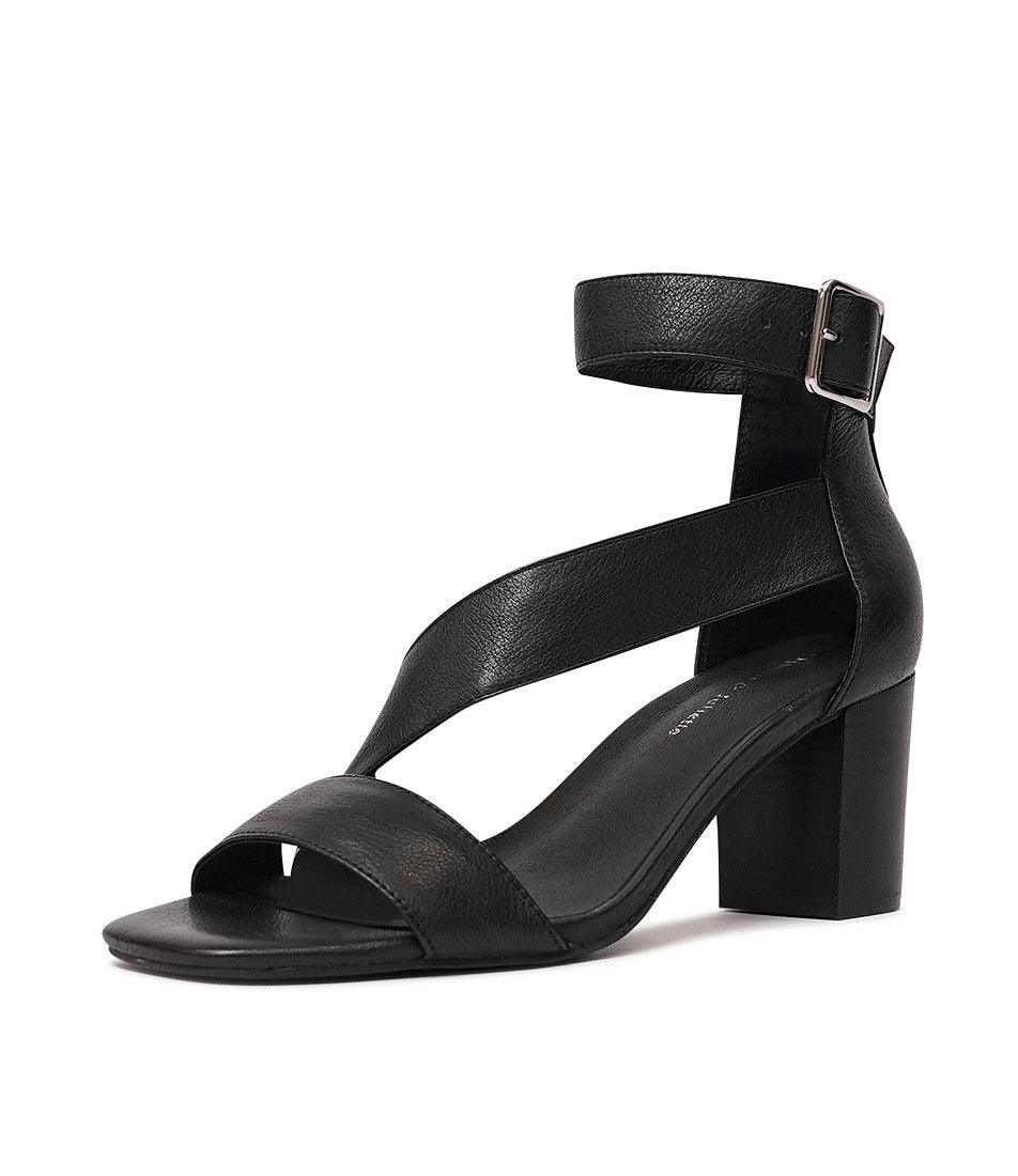 Perant Black Leather Heels - Shouz
