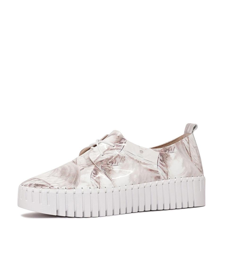 Brenda White Shell Pearl Patent Leather Sneakers - Shouz