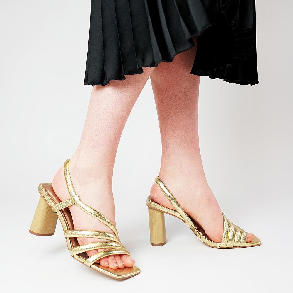 536002 Gold Leather Heels, CARRANO - Shouz