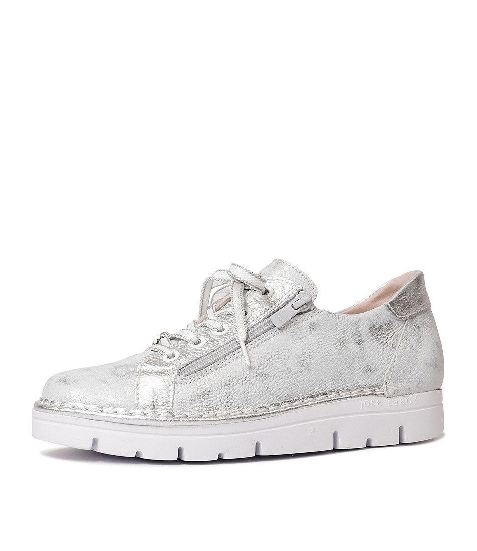 Js-2001 Silver Leather Sneakers, JOSE SAENZ - Shouz