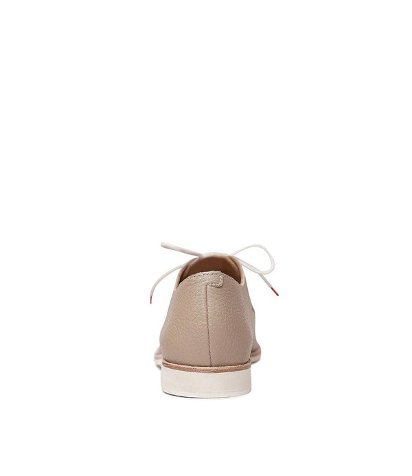 Derby Soft Taupe Leather Lace Up Flats - Shouz