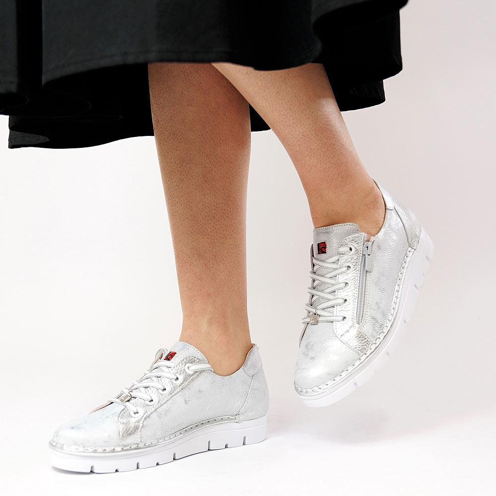 Js-2001 Silver Leather Sneakers, JOSE SAENZ - Shouz