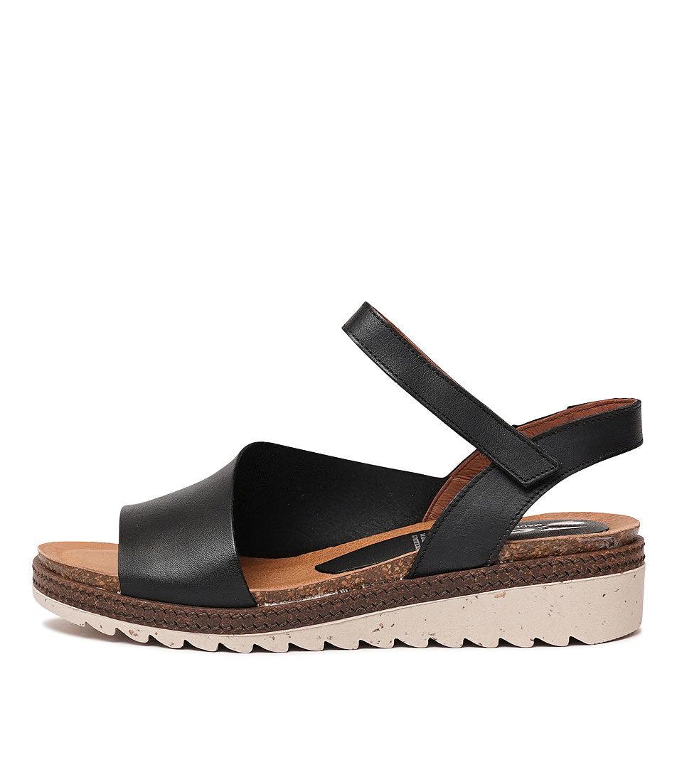 Lena Black Leather Sandals, ZETA - Shouz