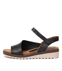 Lena Black Leather Sandals, ZETA - Shouz