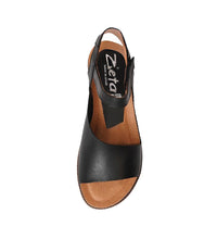 Lena Black Leather Sandals, ZETA - Shouz