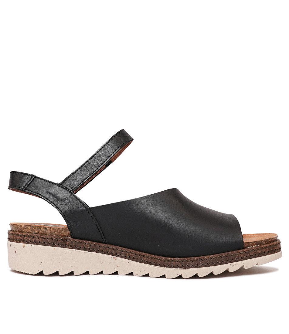 Lena Black Leather Sandals, ZETA - Shouz