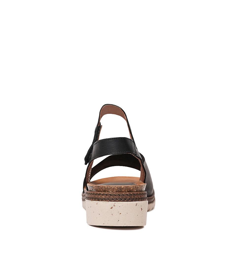 Lena Black Leather Sandals, ZETA - Shouz