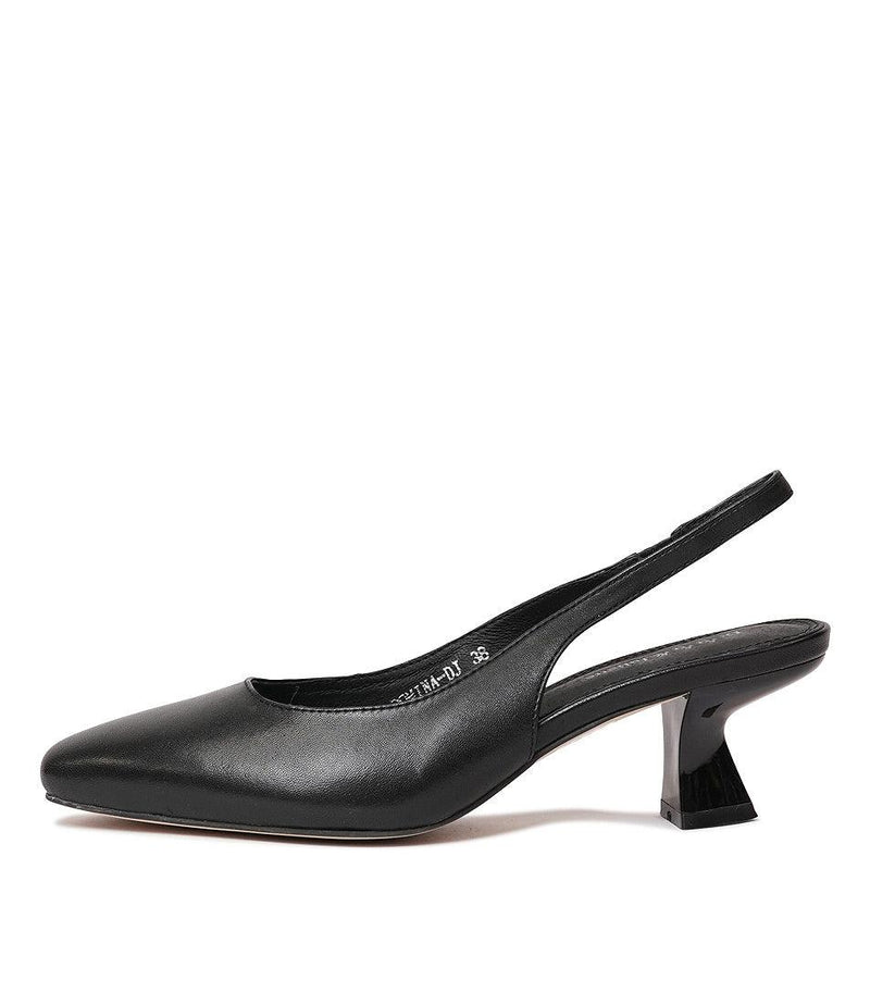 Domina Black Leather Heels - Shouz