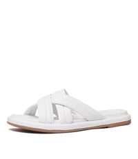 Beach White Leather Slides, SALA - Shouz