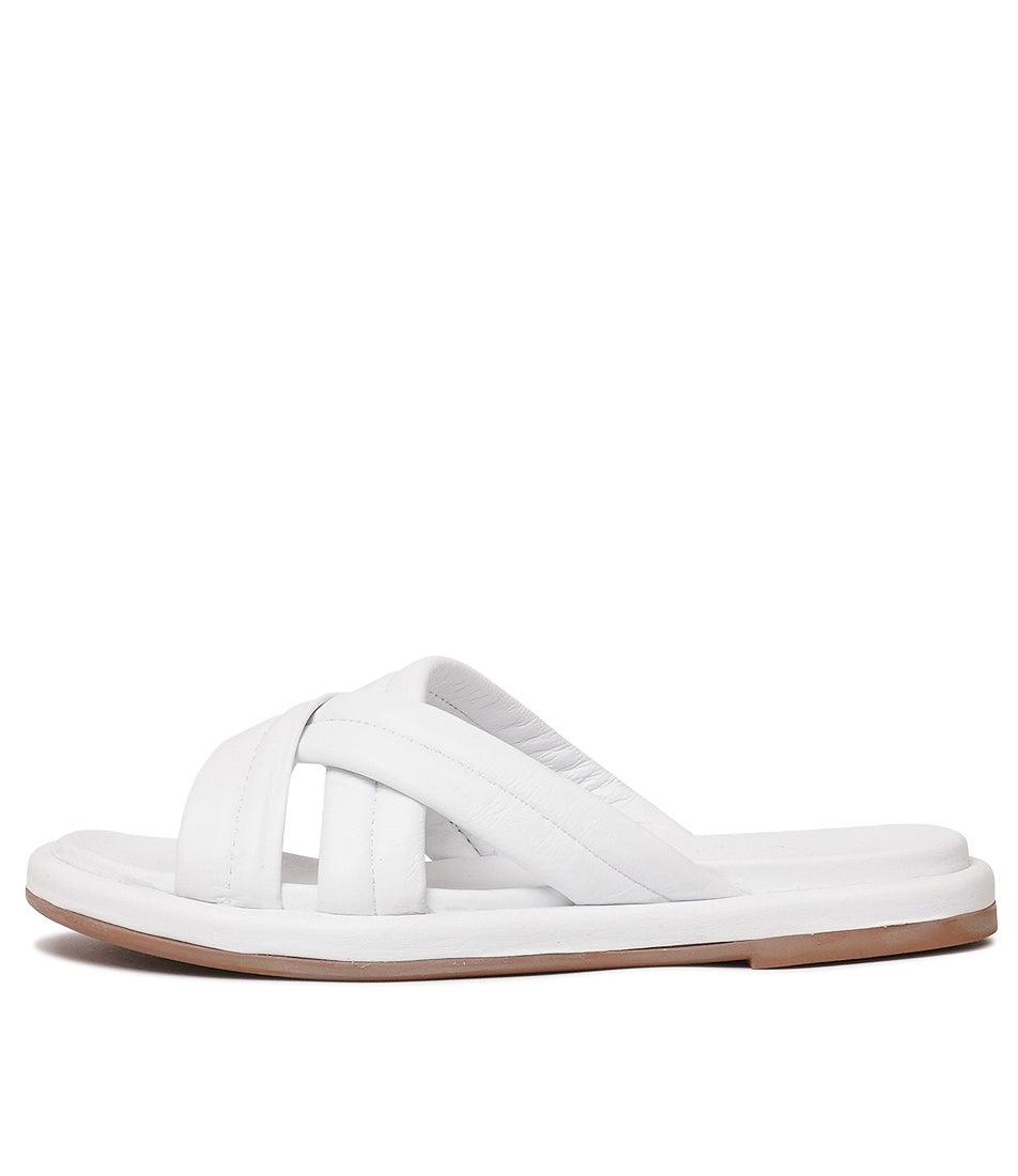 Beach White Leather Slides, SALA - Shouz