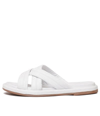 Beach White Leather Slides, SALA - Shouz