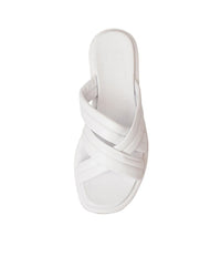 Beach White Leather Slides, SALA - Shouz