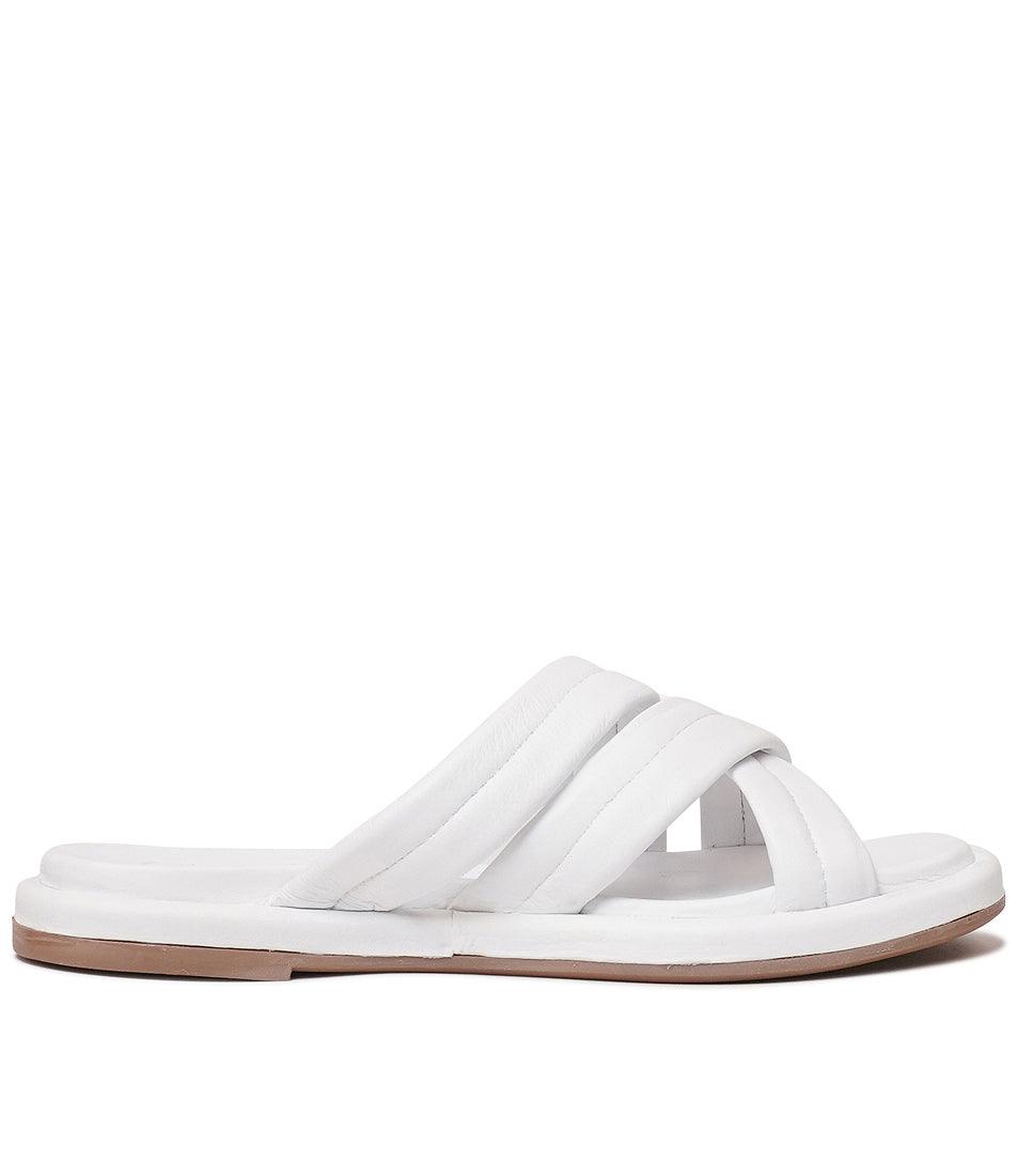 Beach White Leather Slides, SALA - Shouz