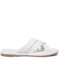 Beach White Leather Slides, SALA - Shouz