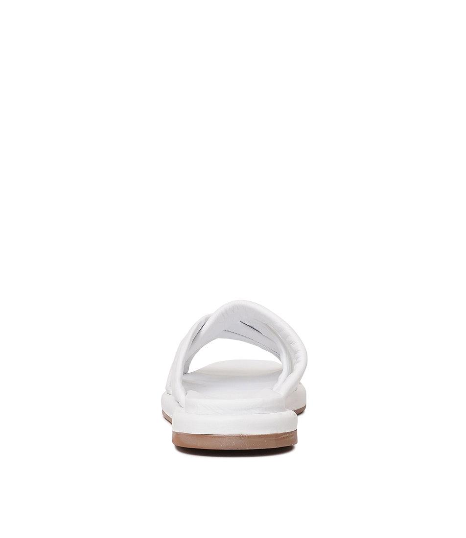 Beach White Leather Slides, SALA - Shouz