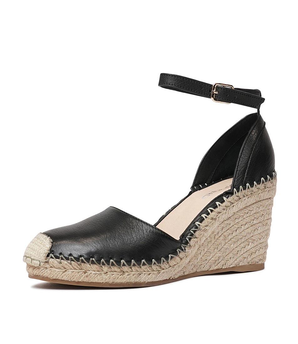 Malka Black Espadrille Wedges, TOP END - Shouz
