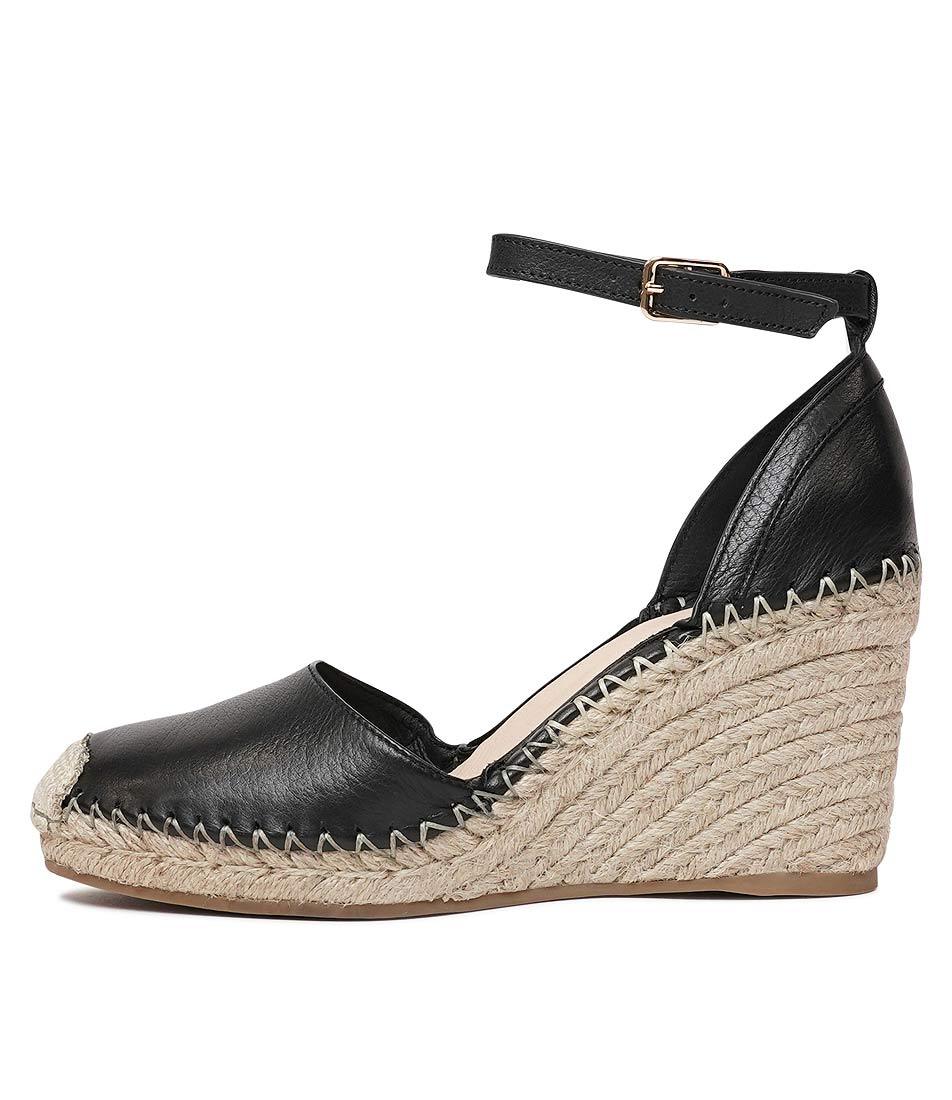 Malka Black Espadrille Wedges, TOP END - Shouz