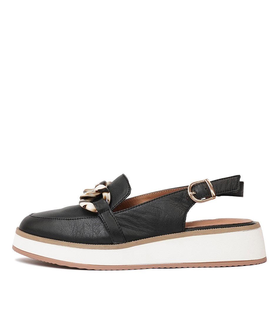 Quivers Black Leather Loafers, ALFIE & EVIE - Shouz