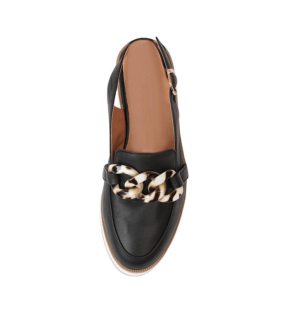 Quivers Black Leather Loafers, ALFIE & EVIE - Shouz