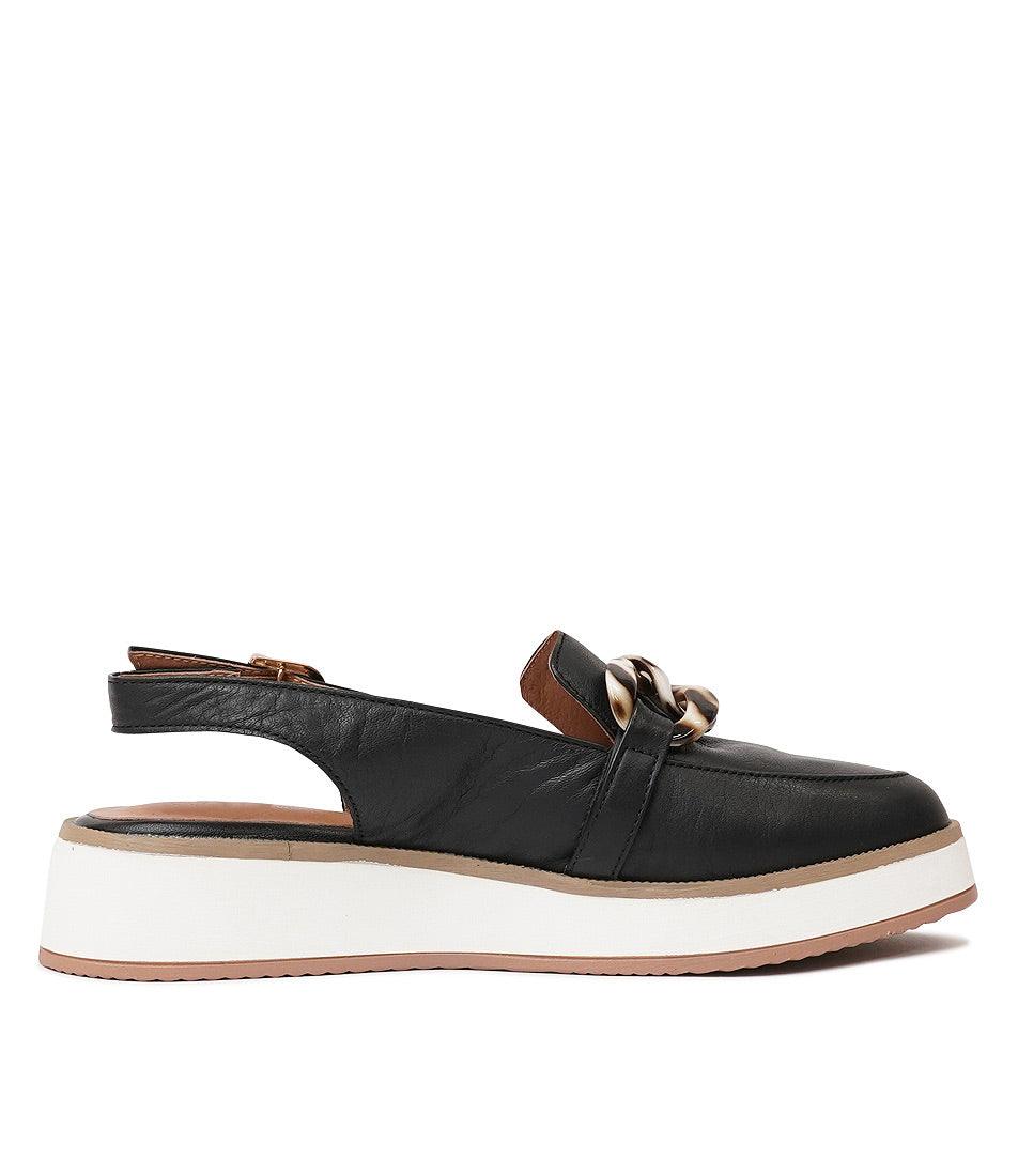 Quivers Black Leather Loafers, ALFIE & EVIE - Shouz