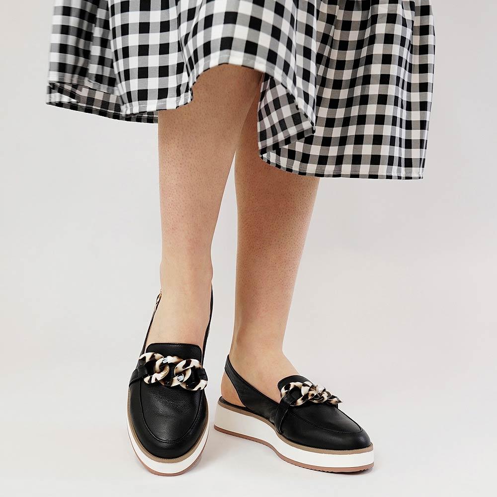 Quivers Black Leather Loafers, ALFIE & EVIE - Shouz
