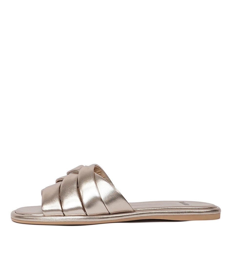 Menny Platinum Leather Slides, MOLLINI - Shouz
