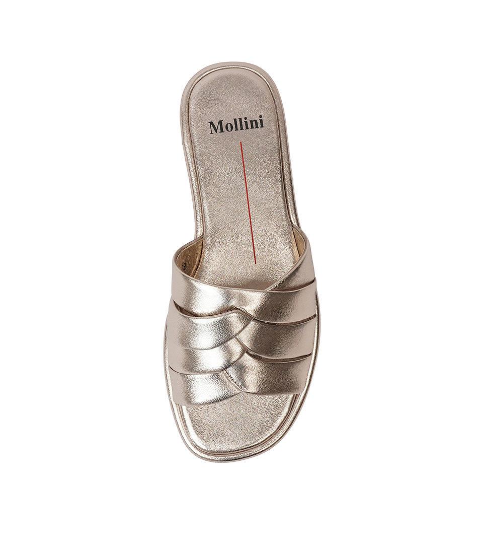 Menny Platinum Leather Slides, MOLLINI - Shouz