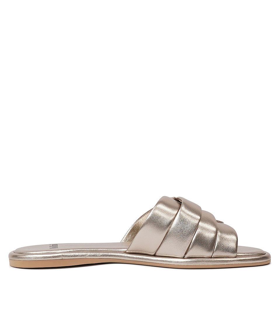 Menny Platinum Leather Slides, MOLLINI - Shouz