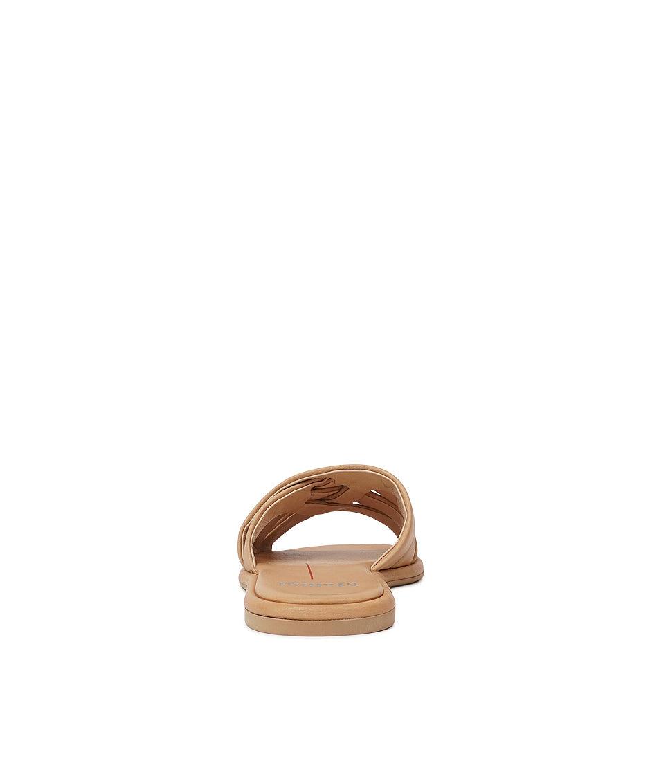 Menny Dark Camel Leather Slides, MOLLINI - Shouz