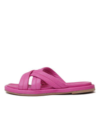 Beach Fuchsia Leather Slides, SALA - Shouz