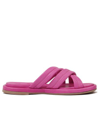 Beach Fuchsia Leather Slides, SALA - Shouz