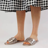 Menny Platinum Leather Slides, MOLLINI - Shouz