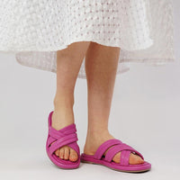 Beach Fuchsia Leather Slides, SALA - Shouz