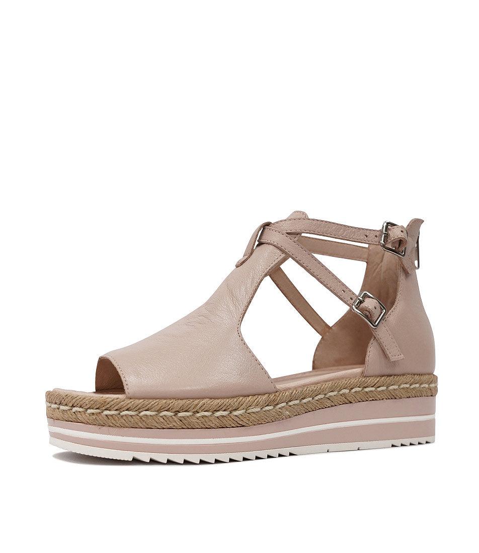 Alexys Rose Leather Platform Sandals - Shouz