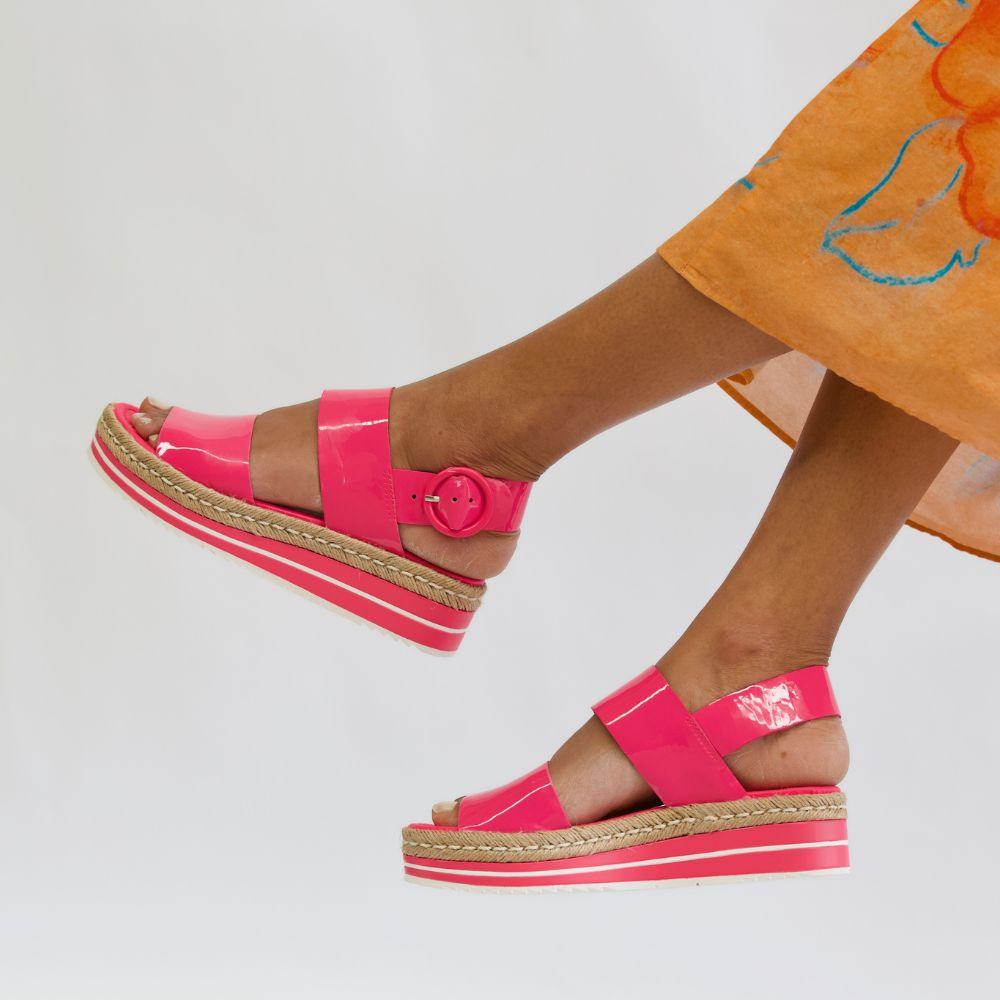 Atha Hot Pink Patent Leather Sandals, DJANGO & JULIETTE - Shouz