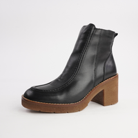 Gem Black Leather Ankle Boots