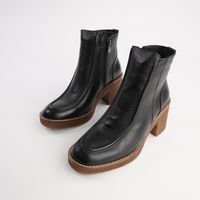 Gem Black Leather Ankle Boots