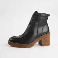 Gem Black Leather Ankle Boots