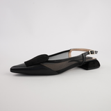 Vivienne Black Leather/ Black Mts Suede Flats