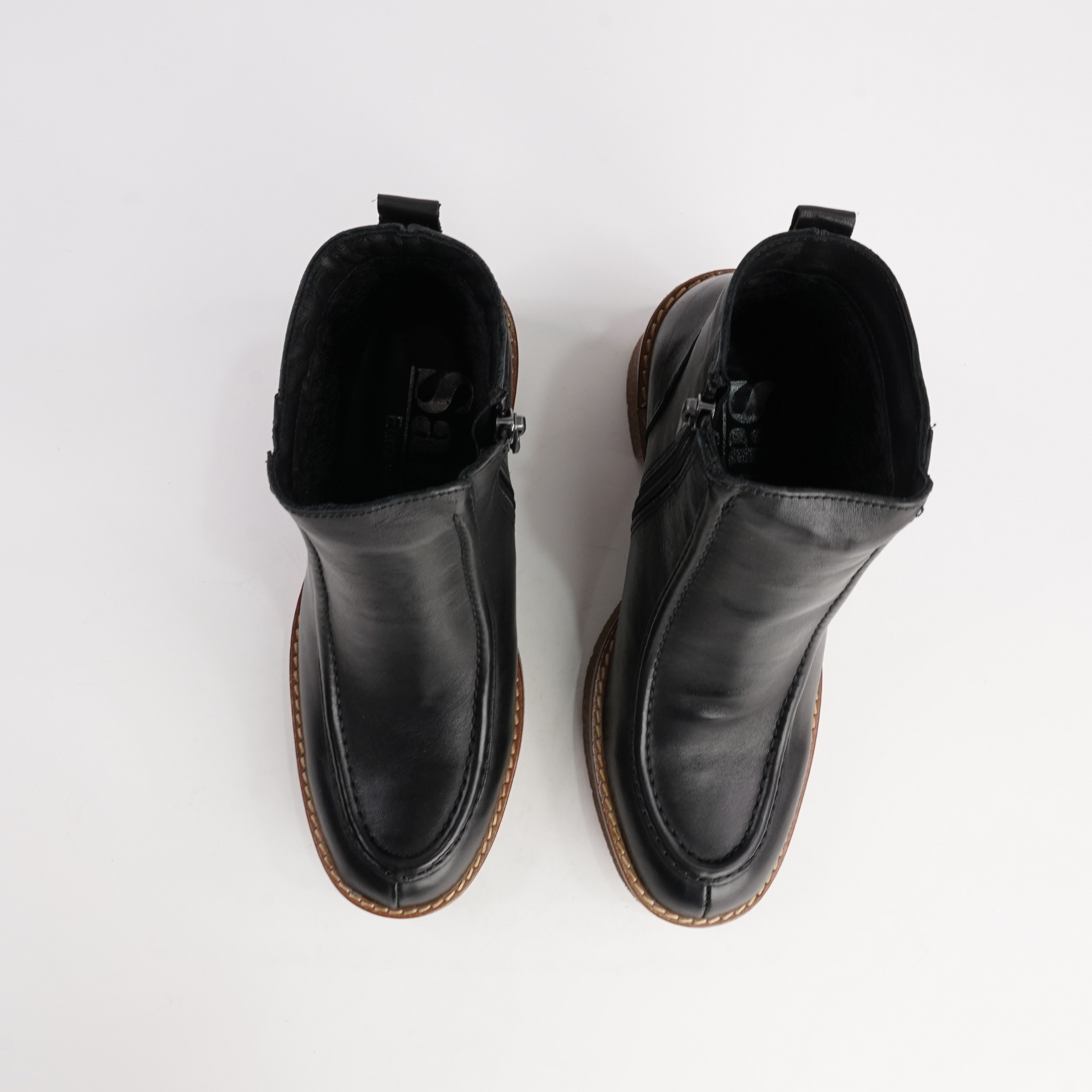 Gem Black Leather Ankle Boots