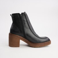 Gem Black Leather Ankle Boots