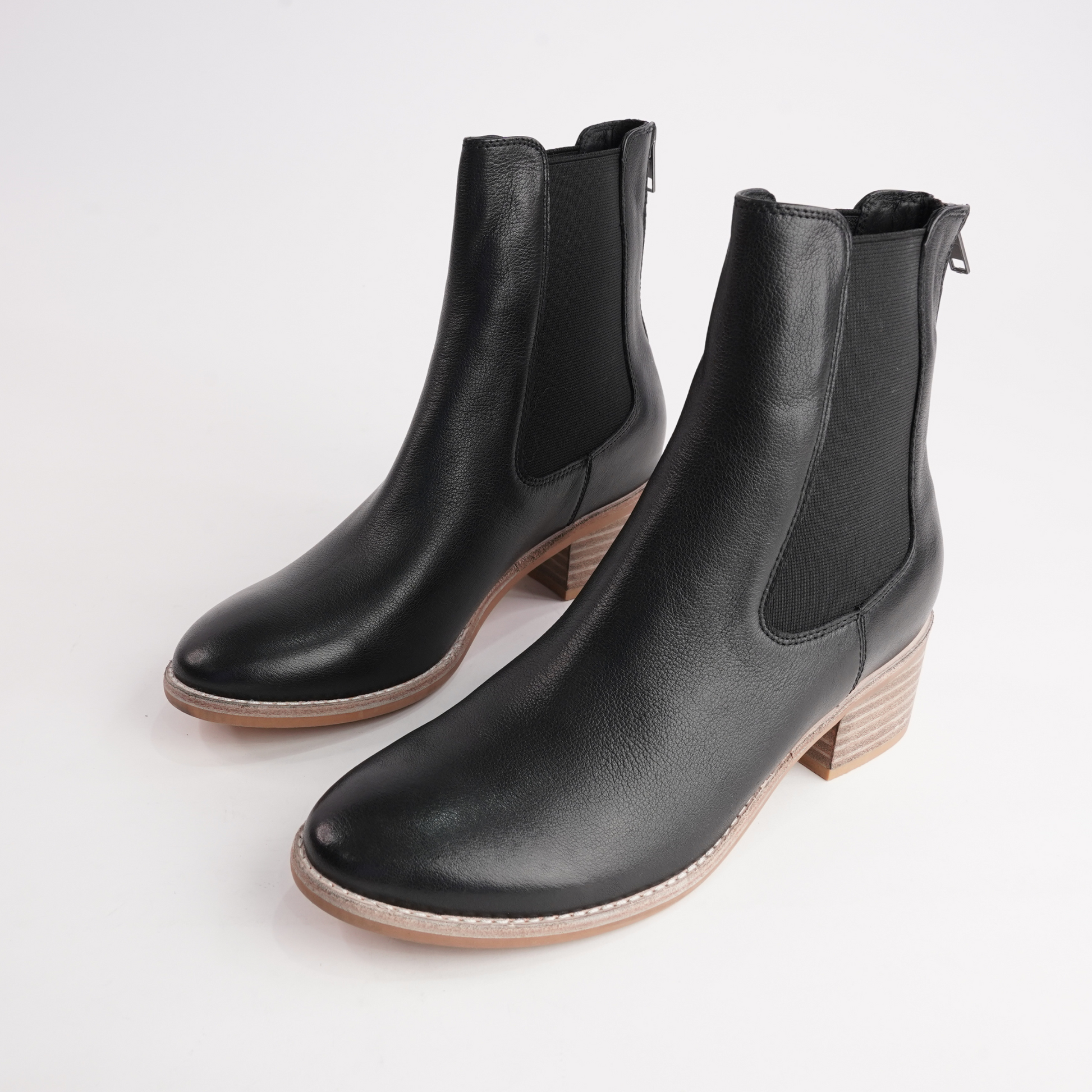 Panord Black/ Natural Heel Leather Ankle Boots